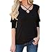 Produktbild Hffan Damen Einfarbig Tanktop Lässige Bluse Frauen Sexy Hälfte Ärmel Bandage Schulterfrei Trägertop Casual Sleeveless T-Shirt Weste Sommertop Schulterfreies Oberteil Beach Top (Schwarz, S)