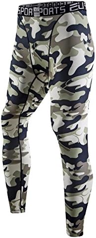 MaxS Zetti Camo Long Pants Compression Fitness Leggings Base Layer - XXXL - Green