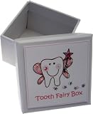 White Cotton Cards Girls Tooth Fairy Tooth Box (Pink)