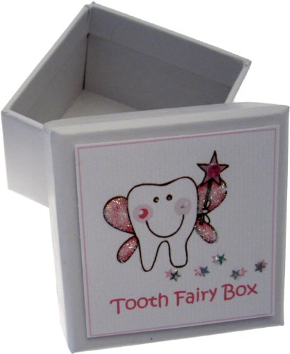 White Cotton Cards Girls Tooth Fairy Tooth Box (Pink)