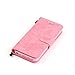 Lomogo [Butterfly Flower] iPhone 5S 5 SE Leather Wallet Case with Kickstand Credit Card Holder Magnetic Closure Shockproof Flip Case Cover for Apple iPhone 5S 5 SE (Pink)