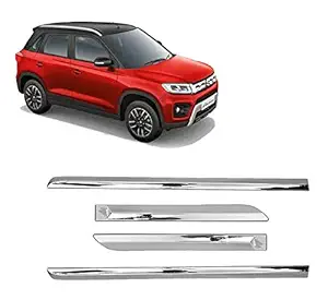 Empica Full Chrome Set of 4pcs Side Beading Side Cladding Compatible for Maruti Suzuki Brezza Facelift