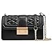 Produktbild Hfudgj Damen Schulter Diagonal Tote Bag Top Schicht Ledertasche Weiblich Europa und Amerika Mode Diamant Kette Tasche Handtasche Schulter Querschnitt Square Crossbody Tasche,Black