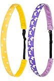 Ivybands Kids Non-Slip Headband for Children | 2 Pack | Professional Kids Detangling Hair Band Style Stylish Motifs for Kids, IKID032009, Lila Weiss Schmetterling, Gelb Weiss Gepunktet