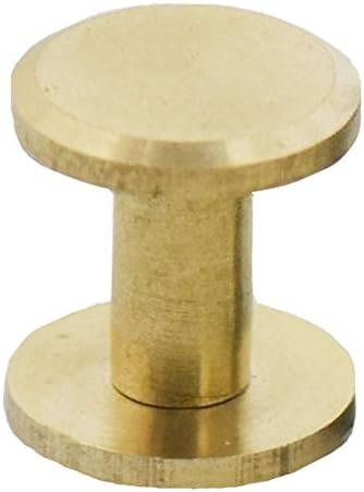 Fujiyuan 20 Sets Solid Brass Flat Head Button Stud Screwback spot For Screw Leather Belt Shaft Length 10mm x 4mm x 12mm