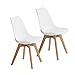 Produktbild Buschman Set of Two White Mid Century Modern Dining Room Wooden Legs Soft Padded Chairs