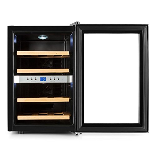 Klarstein Reserva 12 Weinkühlschrank Getränkekühlschrank (34 Liter, für 12 Flaschen, 2 Zonen, Glastür, LCD-Display) schwarz-silber - 4