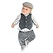 Eleery 3PCS Gentleman Newborn Baby Kids Waistcoat&Pants&Shirt Outfit Clothes Set Suit For Boys (6-12 Month, Gray)