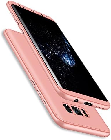 Samsung [3 in 1] phone case,Ultra Thin Hybrid 360°Shockproof Hard Back[Hybrid Hard PC] Full Coverage Case [Not Reveal Samsung Logo] for Samsung Galaxy S8 Plus + Free Screen Protector (Galaxy S8 + 6.2inch, Rose Gold)