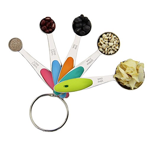 Estwell 10er Set Edelstahl Messbecher Messlöffel mit dem Silikon Griff für Küche Kochen Backen - 4
