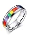 Produktbild Shengbaijia LGBT Titanium Rainbow Flag Lesbian, Gay, Bisexual & Transgender Wedding Band Ring,Size 7-12