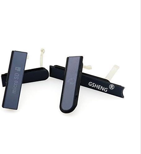 GSHENG USB Charging Port Dust Plug Cover Flap For Sony Xperia Z Micro SD Card port SIM Card port Cover Cap L36h C6603 C6602 (BLACK)