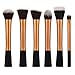 Savisto 6 Piece Essential Kabuki Make Up Brush Set in Gold - Professional Synthetic Makeup Brushes & Stylish Gift Box