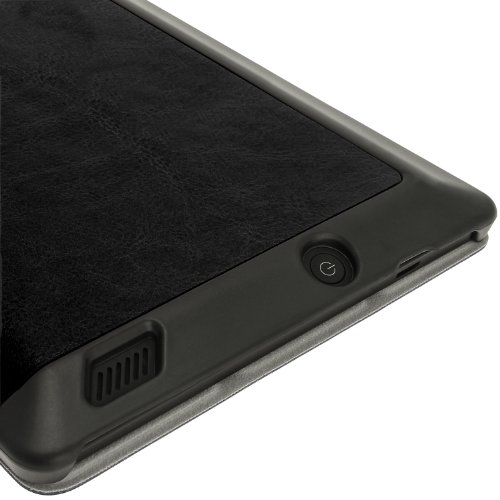 igadgitz Schwarz PU Ledertasche Hülle Smart Cover für Amazon Kindle Fire HD 7.0″ 2 Gen 2013 mit Multi Winkelbetrachtungs Stand + Auto Sleep/Wake + Displayschutzfolie - 7