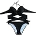 Produktbild POIUDE Damen Bikini Sets Zweiteilige Badeanzug Strandkleidung Crossover Neckholder Geteilter Badeanzug(Schwarz, Medium)