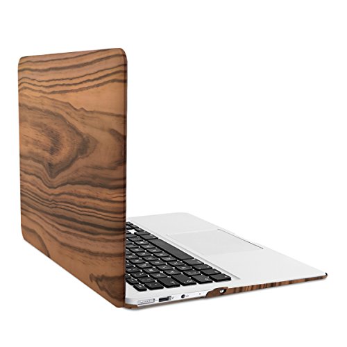 kwmobile Hardcase Laptop Hülle für Apple MacBook Air 13" (ab Mitte 2011) - Holz Maserung Design Braun dünne gummierte Schutzhülle Cover Case Tasche