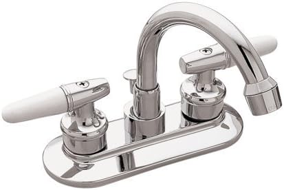 Aqualife Two Handle High Arc Bathroom Faucet with Pop-up Drain - Chrome Finish with interchangeable white or oak handles by Aqualife