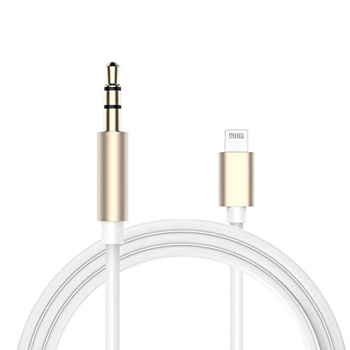 Lightning auf 3,5 mm AUX Audio-Kabel, sprtjoy Lightning Stecker an Stecker 3,5-mm-Audio-Stereo-Kordel für iPhone 7/7 Plus auf Kopfhörer, Home/Auto Stereo, Lautsprecher und mehr (Auslöser/1 Meter) (Gold)