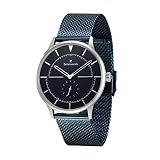 Zeitenwende Herren-Uhr Gründerzeit-Serie blau/Edelstahl Mesh-Armband/Japanisches Uhrwerk