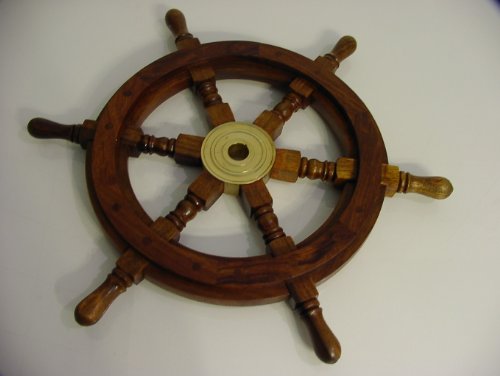 großes STEUERRAD 47 cm massiv aus edelem Holz BOOT SCHIFF Pirat Lenkrad von Haushalt48 - 2