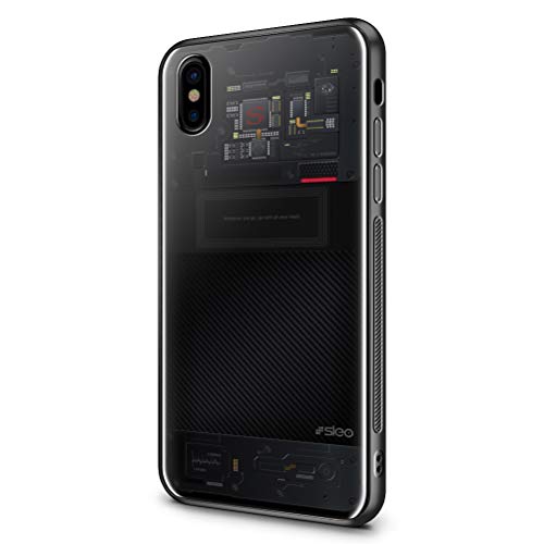 SLEO Custodia per iPhone XS/iPhone X, Cover per iPhone XS/iPhone X Coperchio Posteriore in Vetro Temperato[TPU + Vetro Temperato] Guscio di Protezione del Telefono - Schema del circuito