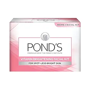 PONDS Vitamin Skin Brightening Home Facial Kit - With Face wash, Scrub, Nourishing cream , Massage Cream, Mask & Finishing Cream 80 g