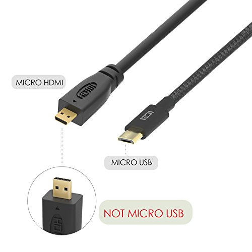 ICZI Micro HDMI Kabel 1.8m, 4K Kabel, HDMI-Standard Goldbeschichtete Anschlüsse 3-fach geschirmt für Micro HDMI Geräte inklusive dem Lenovo Miix 310, Odys Trendbook 14, KCSMOBILEGAMING PRO7-15 usw. - 3