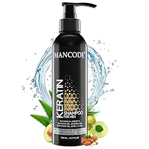 Man Code Keratin Shampoo For Men Gentle Cleansing Soft Smooth Shiny Hair Damage Repair Strengthens Weak Hair No Mineral Oil Hair Shampoo for Men (Pack of 1)