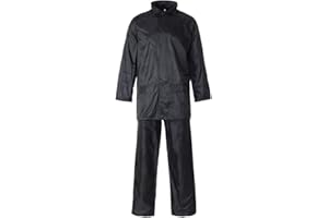 EXPERT WORKWEAR Hi Vis Viz & Plain - Traje de lluvia con capucha y chaqueta y pantalones de alta visibilidad, juego de 2 piezas