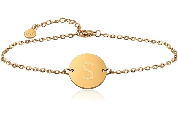 GD GOOD.designs EST. 2015 Bracelet avec lettres en or I 18k plaqué or véritable I Pendentif avec gravure des initiales
