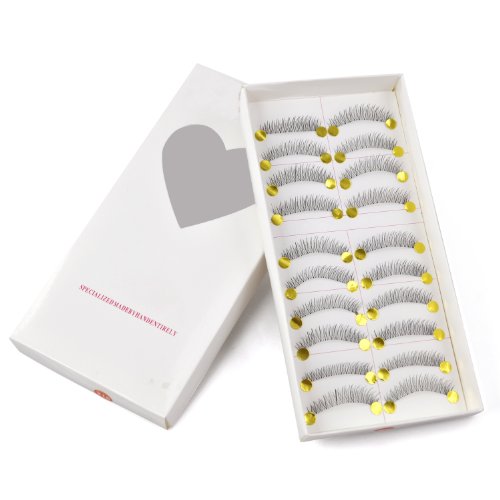 TRIXES 10 Pairs Natural Look False Eyelashes Black Fashion Volume Lashes Beauty