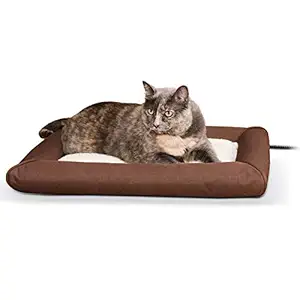 K&H Pet Products Deluxe Lectro-Soft Outdoor Heated Bed Small Chocolate/Tan 19.5