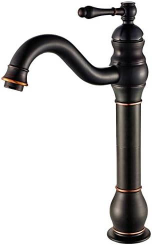 SHIBST Black Single Hole Basin Mixer Tap Antique Art Basin Countertop Sink Taps Plus High Basin Copper Retro Faucet ( Color : Black )