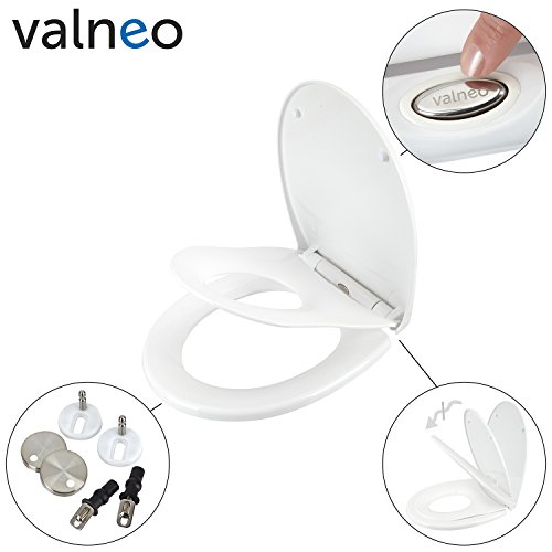 VALNEO Premium Familien-Toilettensitz mit Kinderbrille aus robustem Kunststoff, weiß | 2 Jahre Zufriedenheitsgarantie | Toilettensitz, Klo-Brille, Kinder-Toilettensitz, Kinder-Klobrille, Kinderaufsatz für Toiletten, Kinder WC-Sitz | Mit Absenk-Automatik, Easy-Clean Funktion - 2