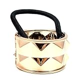 Punk Fake Metal Hair Cuff Ponytail Clip Holder Rubber Bands (A3-Rose Gold)