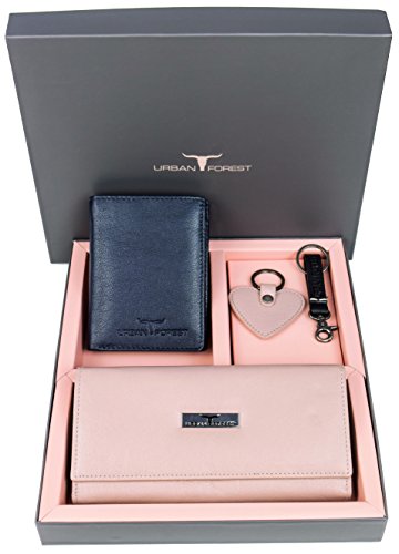 Urban Forest Spencer Leather Blue/Du Rose Wallet Combo Gift Set For Men And Women