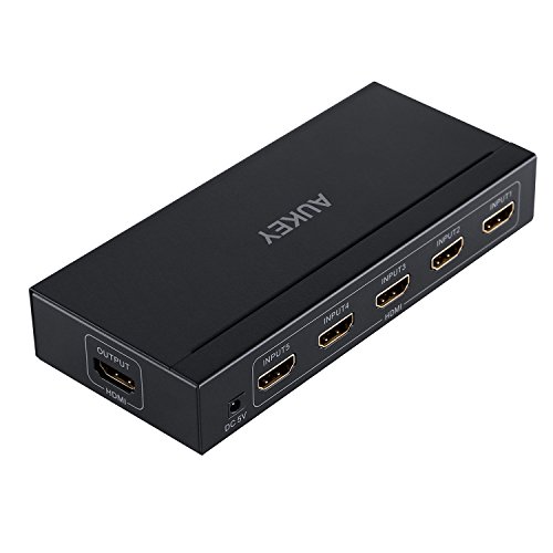 AUKEY HDMI Switch 5 Input 1 Output Unterstützung 4K und 3D im Metall für HDTV / Blu-Ray player / DVD / DVR / Xbox / PS4 usw. - 3