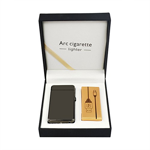 USB Elektronisches Feuerzeug Dual Lichtbogen Aufladbar Winddicht (Schwarz) - 3
