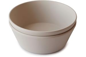 mushie Set di 2 Ciotole Rotonde per Bambini, Stoviglie Riutilizzabili Senza BPA, Lavabili in Lavastoviglie e Adatte al Microonde, Prodotto in Danimarca (Vanilla)