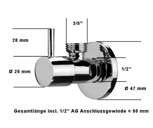 profizeug24 Design Eckventil elegante Form Messing verchromt - 2