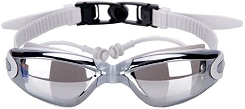 Unisex Wide Vision Adult Swimming Goggles with Earplugs UV-proof and Anti-fog, Gray