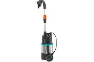 Gardena Regenfasspumpe 4700/2 inox mit Kabel: Tauchdruckpumpe mit integriertem Filter, Fördermenge 4700 l/h, rostfreies Gehäuse, Regulierventil zur Einstellung der Wassermenge (1764-20)