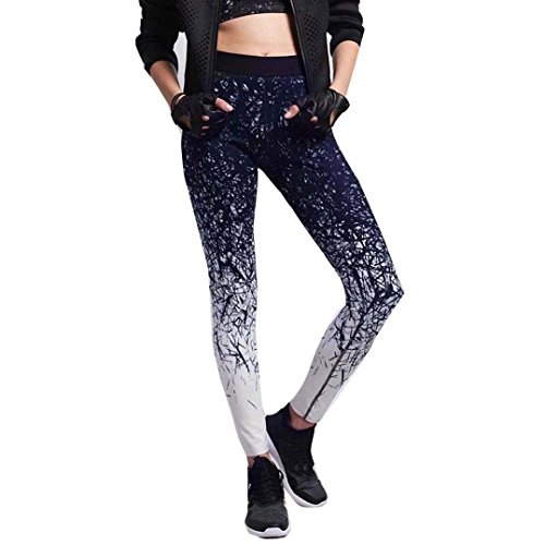 Leggings des Femmes, GreatestPAK Pantalons Courts de Sport de Sport d'entraînement de Gymnastique Maigre d'entraînement d'impression 3D (Bleu-4, S)