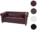 Produktbild Mendler Luxus 3er Sofa Loungesofa Couch Chesterfield Kunstleder ~ eckige Füße, rot-braun