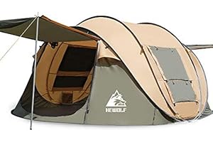 HEWOLF Tenda pop-up per 2 – 4 persone, tenda da campeggio con tenda automatica, ultraleggera, tenda per la famiglia, tenda parasole per esterni, campeggio, festival, grande verde militare