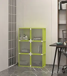 BALAR 6 Smart Storage Cabinet Wardrobe Storage Rack Closest Organizer for Clothes Kids Living Room Bedroom Small Accessories Transparent Green