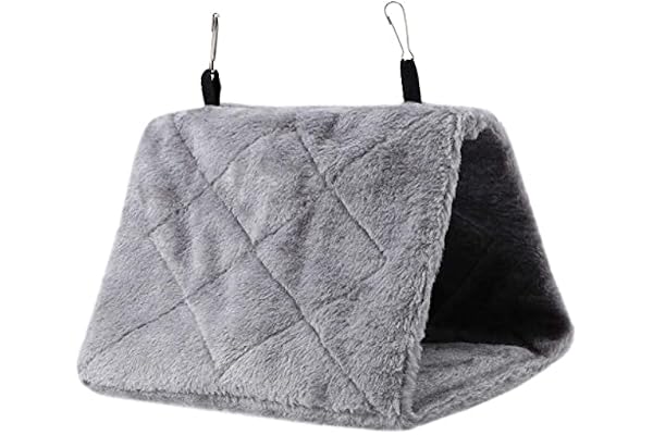 TOPINCN Pivoine Perroquet Hamac Nid D'oiseau Chaud Doux Hamac en Peluche Suspendu Cage Tente pour Oiseaux Perroquet Hiver Chaud Lit Pet Jouet Poche Coton Lit (S- Gris)