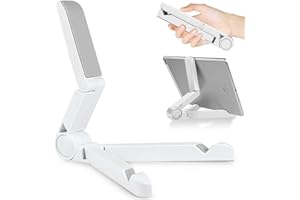 VOVIGGOL Adjustable Tablet Stand and Tablet Holder, Portable Tablet Stand for iPad, Samsung Galaxy and Kindle Fire Tablets, Desktop Mobile Phone Stand for iPhone Sumsung (White)