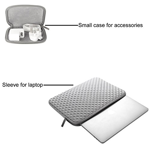 MOSISO Universal wasserresistente and stoßfest Lycra Laptop Schutzhülle mit Rautenmuster / Diamant-Muster Schaumpolsterung für 12,9 Zoll iPad Pro, 13-13,3 Zoll MacBook Pro, MacBook Air, Laptops, Tablets, Notebooks Chromebook, Grau - 2