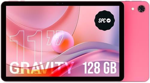 SPC Gravity – Tablet 11 pollici HD rosa | Octa-Core, 4 GB di RAM e 128 GB di memoria espandibile | Durata della batteria di 7 ore con ricarica inversa | WiFi Dual Band e Android 14